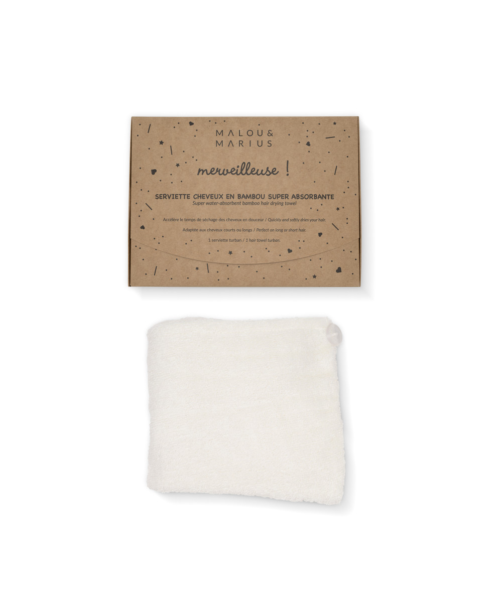 “Malou & Marius” bambusa matu dvielis-turbāns. Balts 4