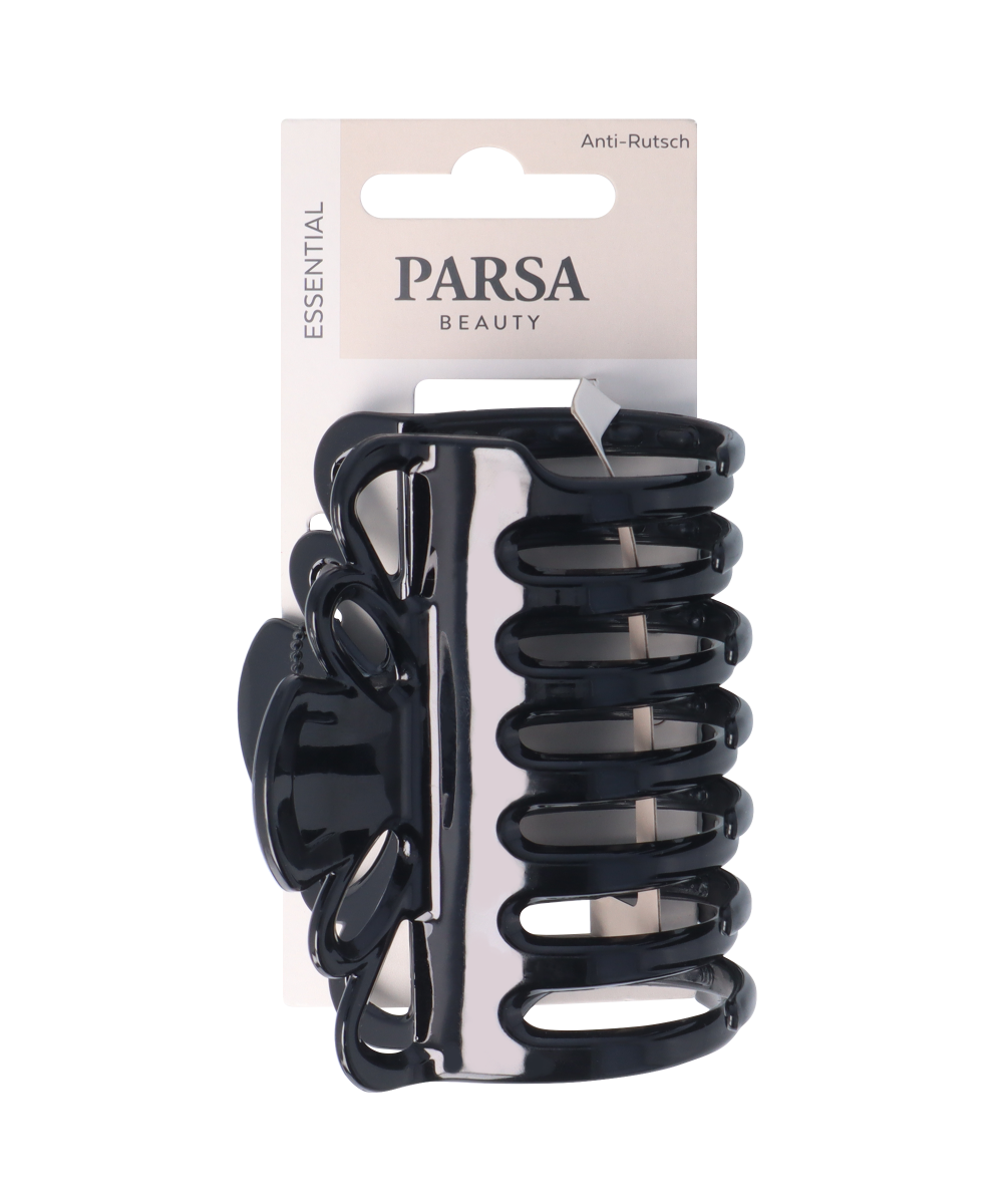 PARSA ESSENTIAL matēta melna matu sprādze ar neslīdošu silikonu.