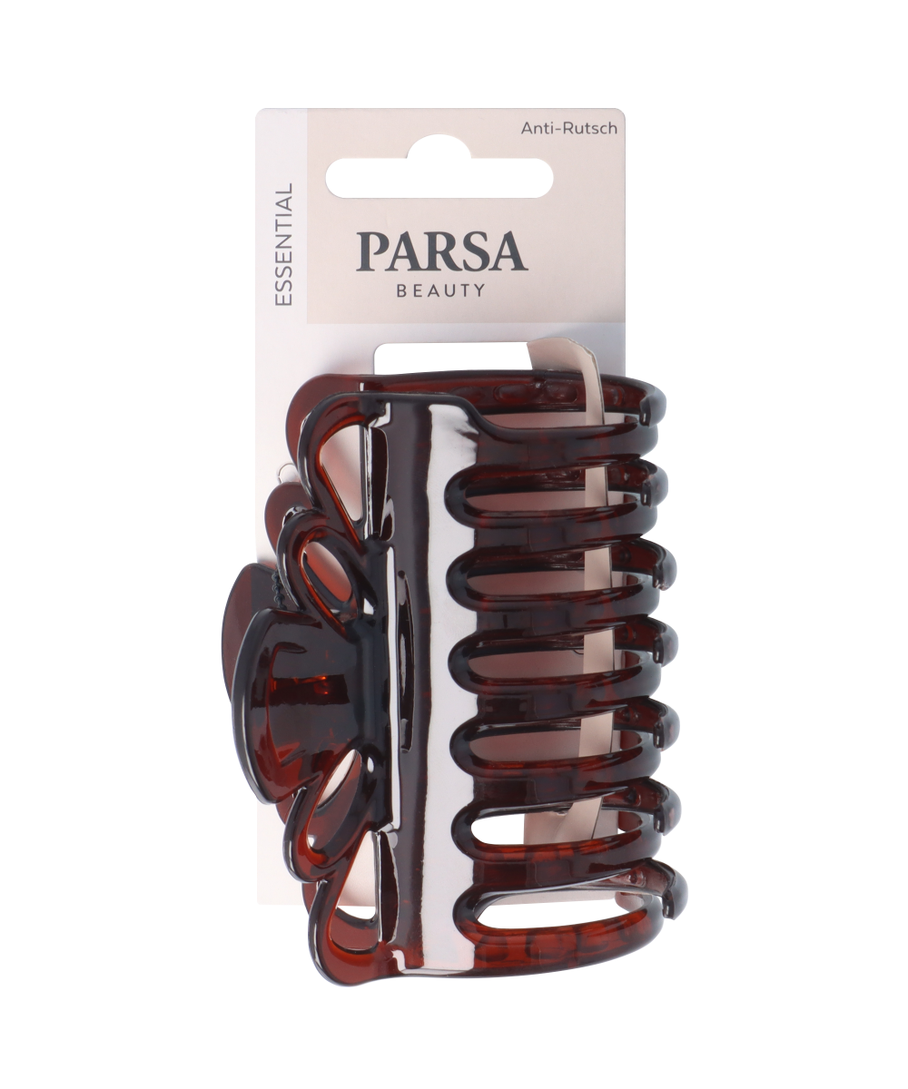PARSA ESSENTIAL matu knaibles ar neslīdošu silikonu, brūnā krāsā.