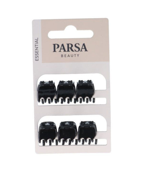 PARSA ESSENTIAL mazas matu knaibles, spīdīgi melnā krāsā, 6 gab.