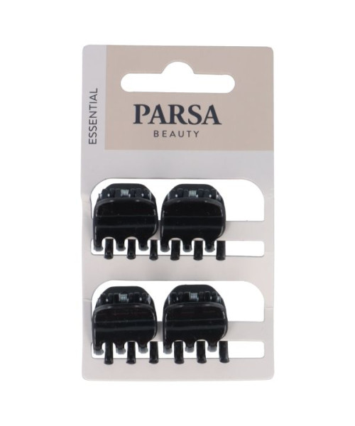 PARSA ESSENTIAL spīdīgas melnas matu knaibles, 4 gab.