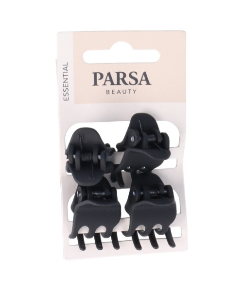 PARSA ESSENTIAL matētas melnas matu knaibles, 4 gab.