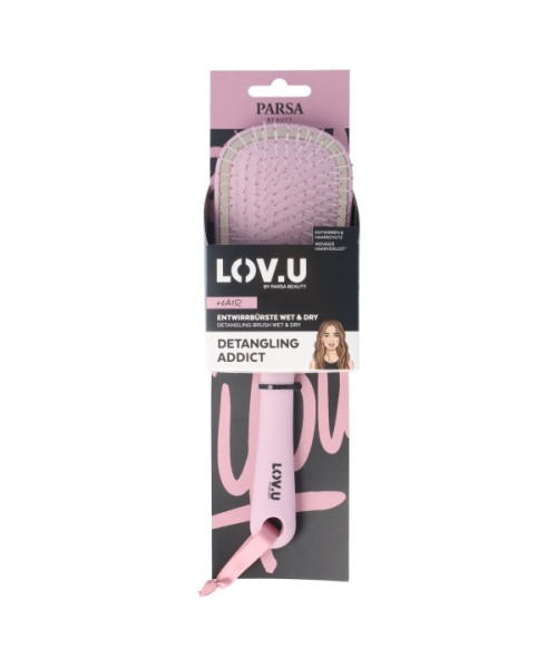 PARSA LOV.U liels, ovāls matu suka mitriem un sausiem matiem, rozā krāsā