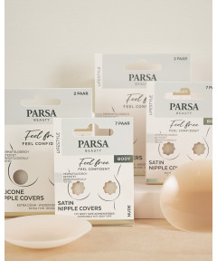 PARSA LIFESTYLE satīna krūšu galiņu uzlīmes, miesas krāsā, 7 pāri