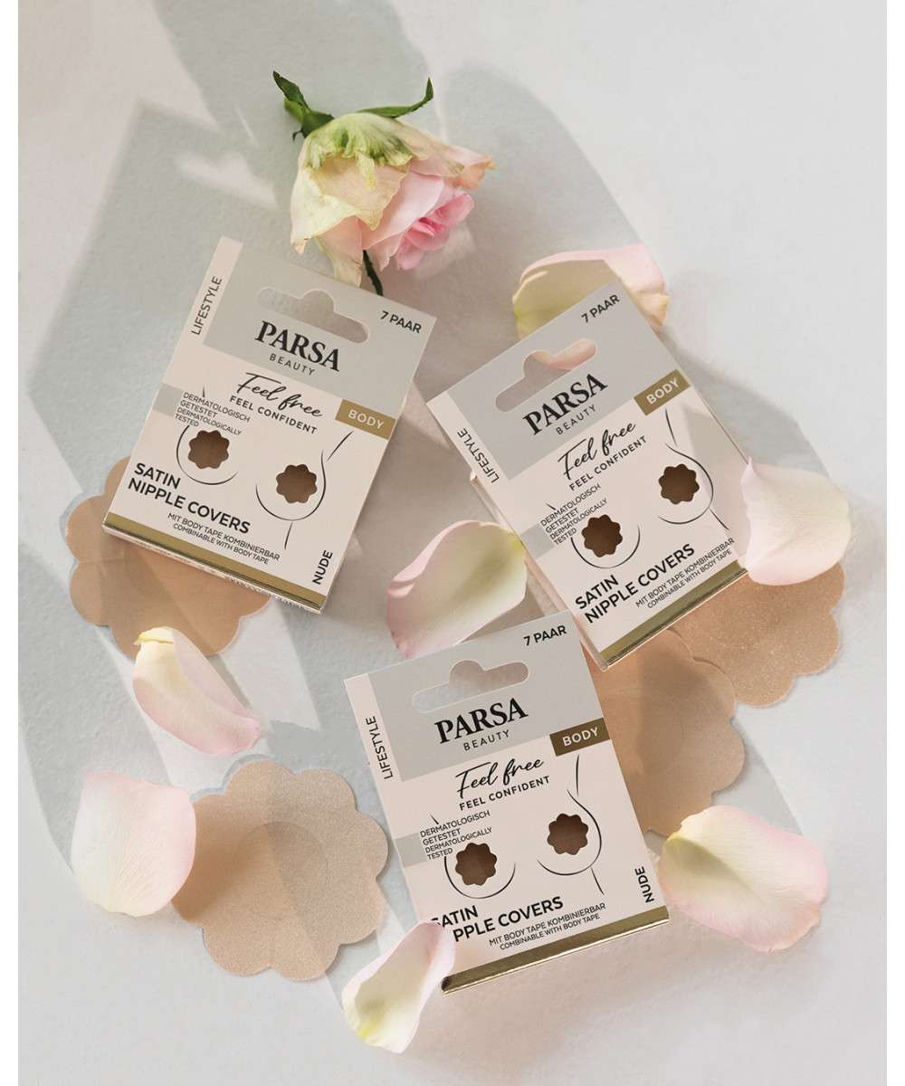 PARSA LIFESTYLE satīna krūšu galiņu uzlīmes, miesas krāsā, 7 pāri 4